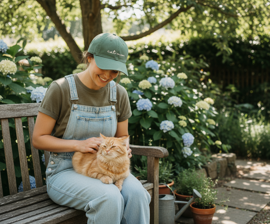 Cat Mom Hat Green