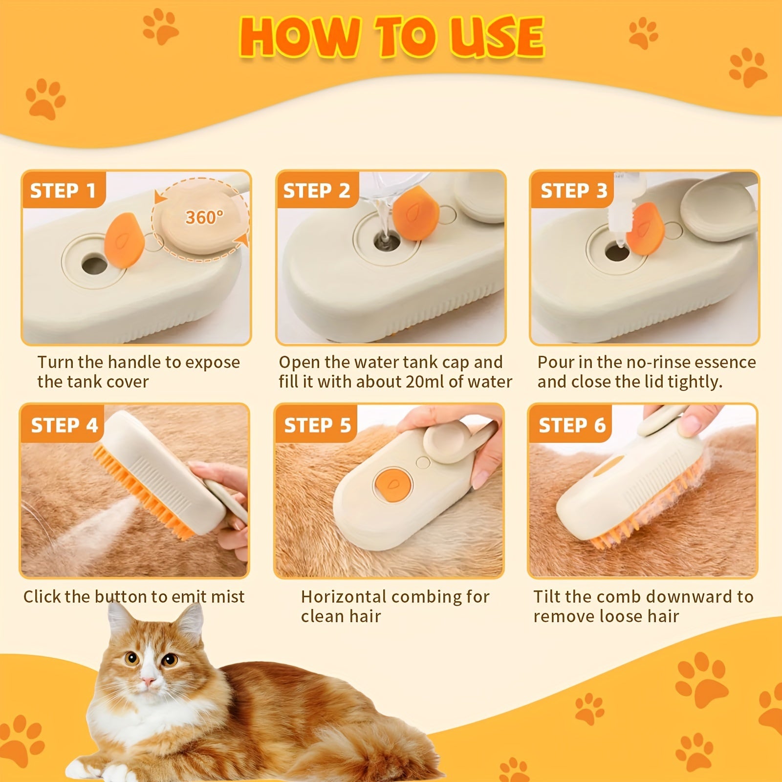 3-in-1 Steam Pet Brush
