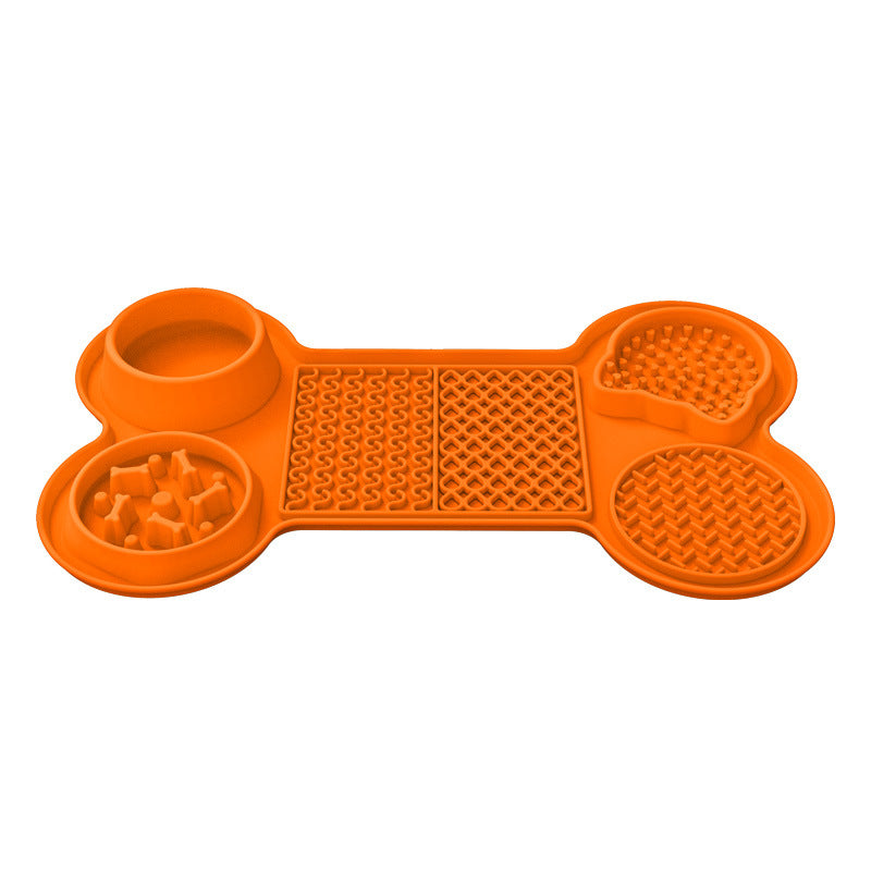 NNEDSZ Orange Silicone Pet Licking Mat Slow Feeder Pad with Strong Suction and Foldable Design, Heat Resistant -40°C to 240°C, for Dogs and Cats-0